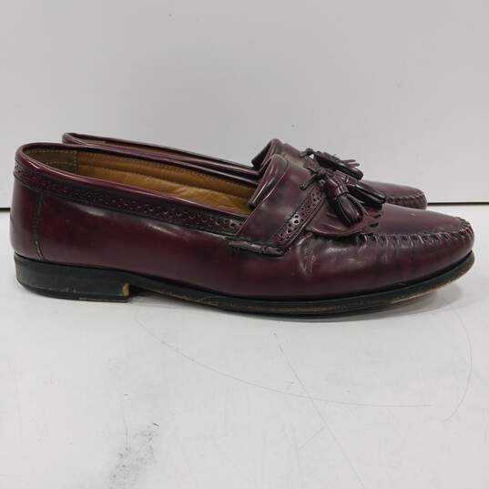 Mens V719 Burgundy Leather Flat Slip On Moc Toe Tasseled Loafer Shoes Size 11 D image number 2