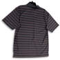 NWT Mens Gray Striped Short Sleeve Button Front Golf Polo Shirt Size L image number 2
