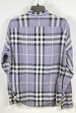 Burberry Men Purple Plaid Button Up Shirt L alternative image