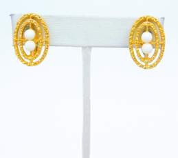 VNTG Marvella & Sarah Coventry Gold Tone Faux Gemstone Clip Earrings alternative image