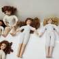 x6 VTG. Assorted Lot 1990s Porcelain Dolls W/Curly Hair Fabric Body Approx. 15 In. L image number 3
