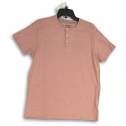 Kenneth Cole Mens Pink Henley Neck Short Sleeve T-Shirt Size Medium