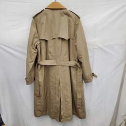 Brook Brothers Men's Polyester & Cotton Blend Beige Button Trench Coat Size 44 Extra Long alternative image