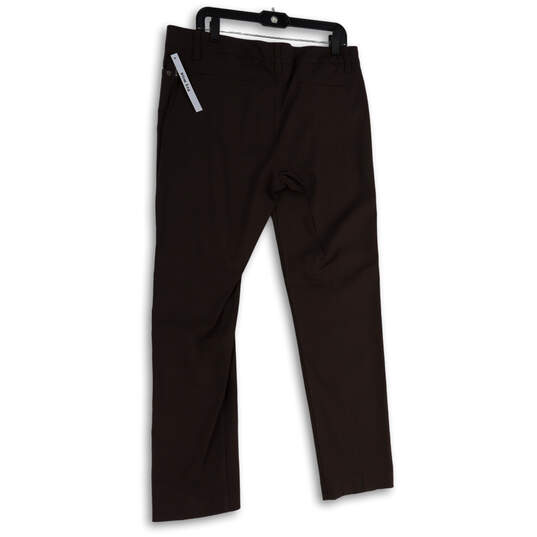 NWT Womens Brown Flat Front Pockets Regular Fit Slim Leg Chino Pants Sz 14 image number 2