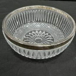 Silver Trim Clear Crystal Centerpiece Bowl
