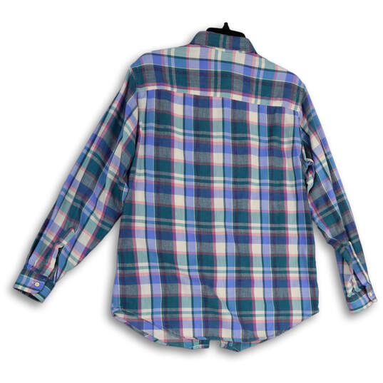 Womens Multicolor Plaid Spread Collar Long Sleeve Button-Up Shirt Size M image number 2