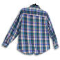 Womens Multicolor Plaid Spread Collar Long Sleeve Button-Up Shirt Size M image number 2