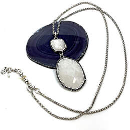 Designer Lucky Brand Silver-Tone Organic Faceted Quartz Pendant Necklace