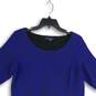 Lands' End Womens Blue Black Round Neck Short Sleeve Fit & Flare Dress Large image number 3