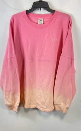 NWT Victoria's Secret Womens Pink Ombre Long Sleeve Pullover Sweatshirt Size XL