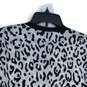 NWT Ann Taylor Womens Black White Animal Print Button Front Cardigan Sweater L image number 4