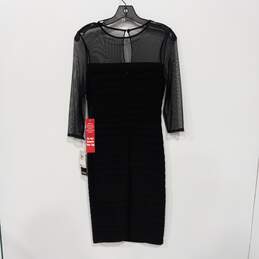 Adrianna Papel Women's 3/4 Sheer Sleeve Black Midi Dress Size 4 alternative image