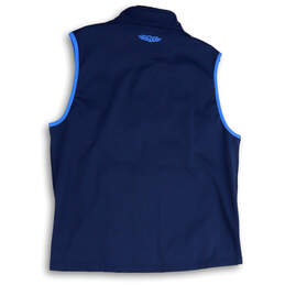 Womens Blue Sleeveless Mock Neck Pockets Casual Full-Zip Vests Size L alternative image