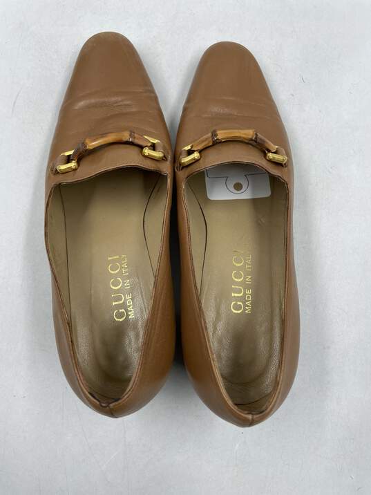 Authentic Gucci Bamboo Tan Loafers W 5.5B image number 6
