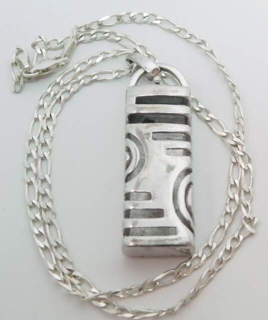 Artisan 925 Fitbit Holder Unique Locket Pendant Figaro Chain Necklace image number 4