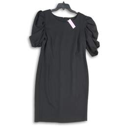 NWT New York & Company Womens Black Flutter Sleeve Back Zip Sheath Dress Size L