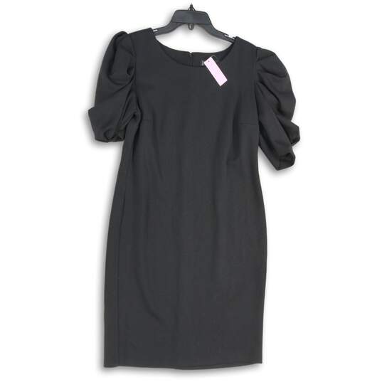 NWT New York & Company Womens Black Flutter Sleeve Back Zip Sheath Dress Size L image number 1