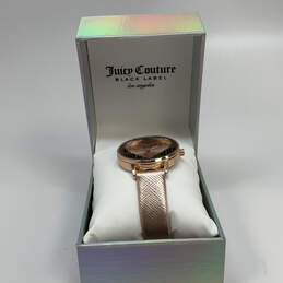 Designer Juicy Couture Gold-Tone Dial Crystal Analog Wristwatch With Box