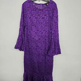 Purple Floral Lace Cap Sleeve Dress