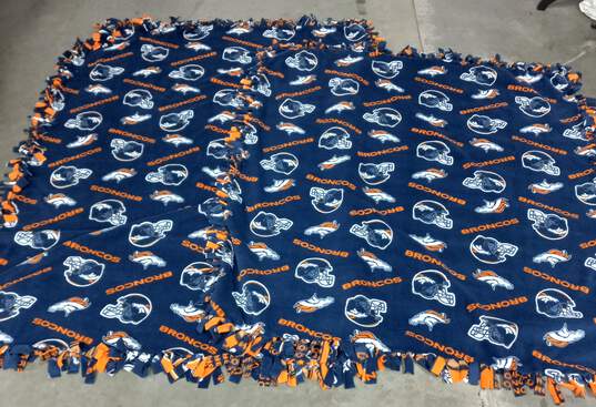 Pair of Denver Broncos Fleece Blankets image number 3