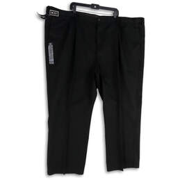 NWT Mens Black Comfort Waist Classic Fit Straight Leg Dress Pants Sz 58X32