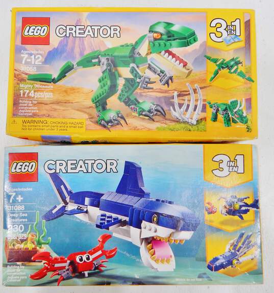 2 Sealed Lego Creator Sets Mighty Dinosaurs & Deep Sea Creatures 31058 31088 image number 1