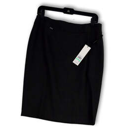 NWT Womens Black Stretch Back Zip Knee Length Straight & Pencil Skirt Sz 8
