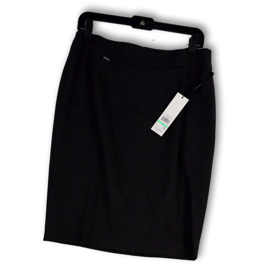 NWT Womens Black Stretch Back Zip Knee Length Straight & Pencil Skirt Sz 8 image number 1