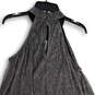 Womens Gray Pinstripe Halter Neck Pullover Sleeveless A-Line Dress Size L image number 4