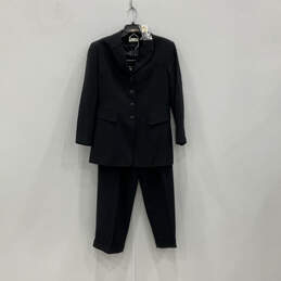 NWT Womens Black Notch Lapel Two Piece Blazer And Pants Suit Set Size 10P