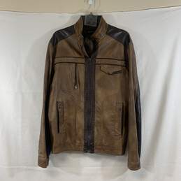 Men's Brown INC International Concepts Faux Leather Jacket, Sz. L