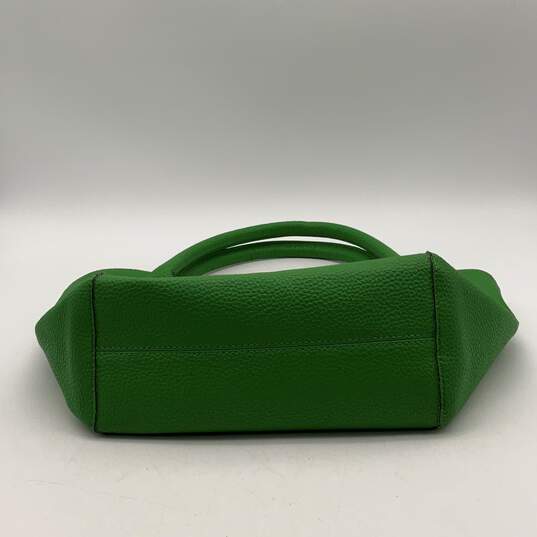 Womens Green Leather Pockets Magnetic Double Handle Tote Bag image number 4