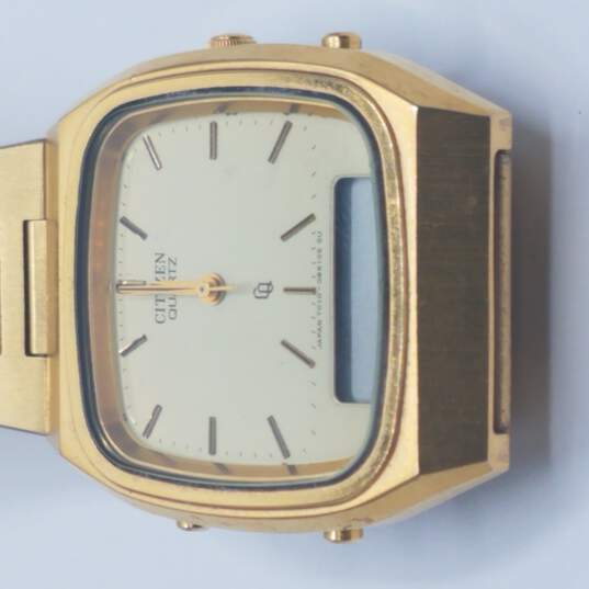 Citizen T010-085105SU Ana-Digi Vintage Gold Tone Watch image number 6
