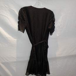 All Saints Black V-Neck Tie Waist Short Sleeve Dress Women's Size 4 alternative image