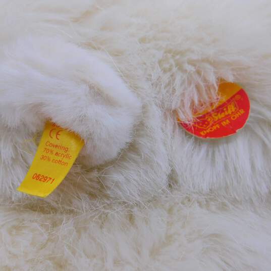 Steiff  Polar Bear Plush Stuffed Animal Lying 18in Ear Button image number 6