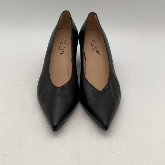 Jon Josef Womens Black Leather Pointed Toe Slip On Pump Heel Size 8 image number 3