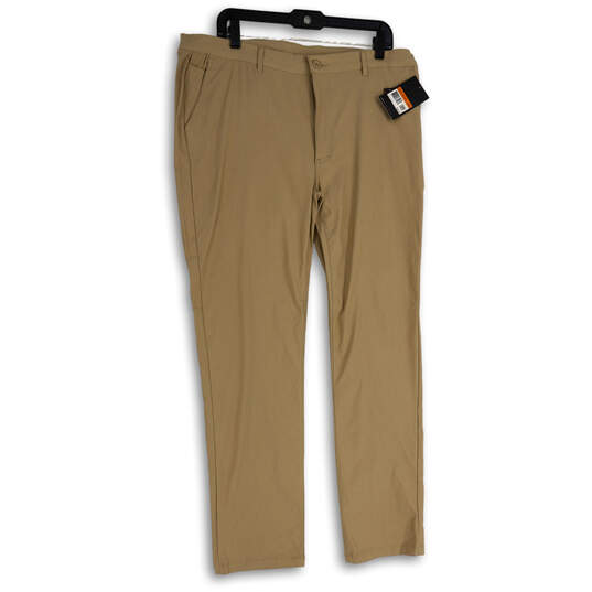 NWT Mens Beige Flat Front Slash Pocket Straight Leg Ankle Pants Size 36X30 image number 1