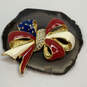 Designer Joan Rivers Gold-Tone Crystal Stone Enamel Flag Ribbon Brooch Pin image number 1
