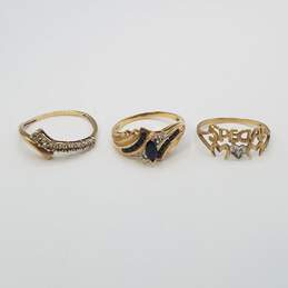 10K Gold Sapphire Melee Diamonds Ring Bundle 3pcs 5.2g