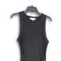 Womens Black Ruched Wide Strap Round Neck Midi Bodycon Dress Size Medium image number 3