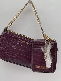 Womens Burgundy Leather Chain Strap Shoulder Purse With Wallet W-0503589-A