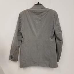 Mens Gray Cotton Pinstripe Long Sleeve Single Breasted Blazer Jacket Size L alternative image