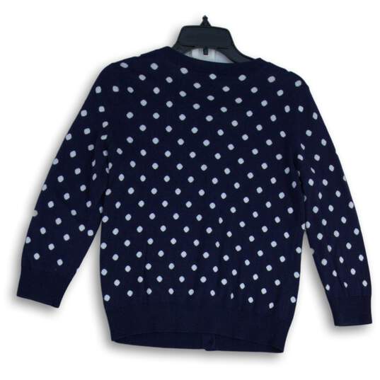 Talbots Womens Navy Blue White Spotted Button Front Cardigan Sweater Size S image number 2