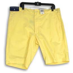 NWT Mens Yellow Flat Front Slash Pocket Classic Chino Shorts Size 40