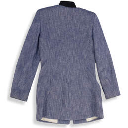 Womens Blue Long Sleeve Collarless Full-Zip Jacket Size X-Small alternative image