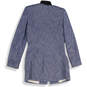 Womens Blue Long Sleeve Collarless Full-Zip Jacket Size X-Small image number 2