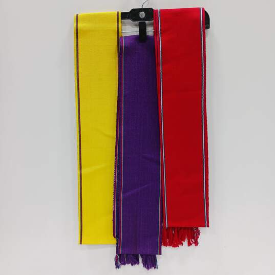 Bundle of 3 Multicolored Church Pastor Stoles w/Cross Design image number 2
