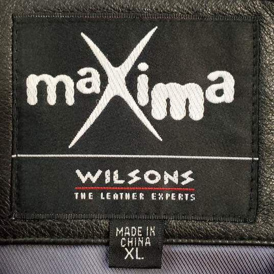 Maxima Women Black Leather Jacket Sz XL image number 3