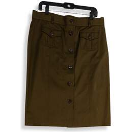 Talbots Womens Green Flap Pocket Knee Length Straight & Pencil Skirt Size 14