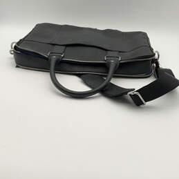 NWT Mens Black Attache Leather Detachable Strap Double Handle Briefcase alternative image
